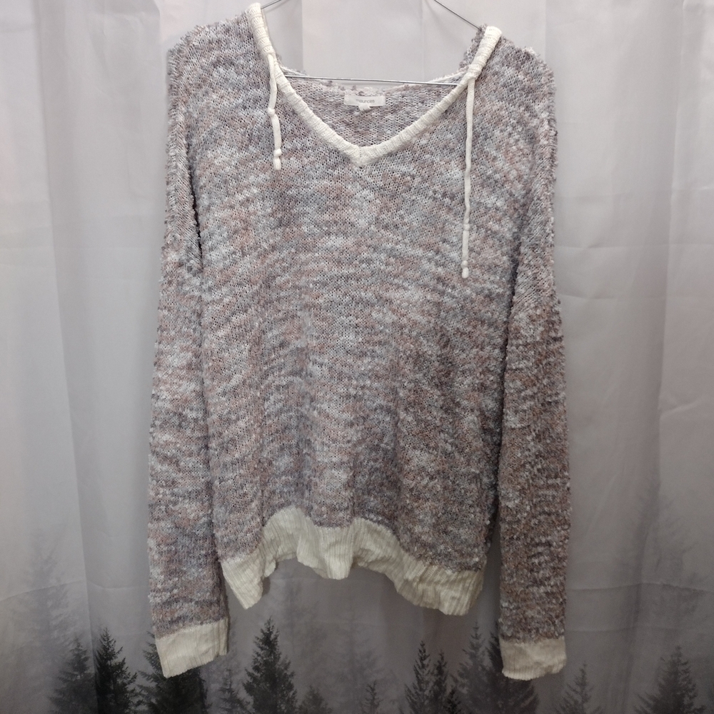 Maurices Gray, Mauve, and Cream Knit Hoodie